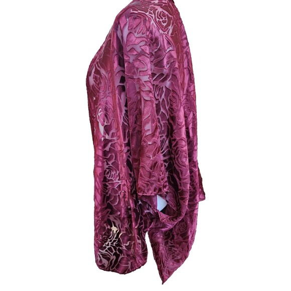 Marcus Adler Velvet Burnout Kimono Top OSFM NWT Burgundy - Picture 5 of 6